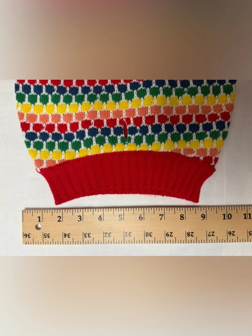 Wondershop Dog Christmas Sweater Rainbow Knit Multicolor Red Edging